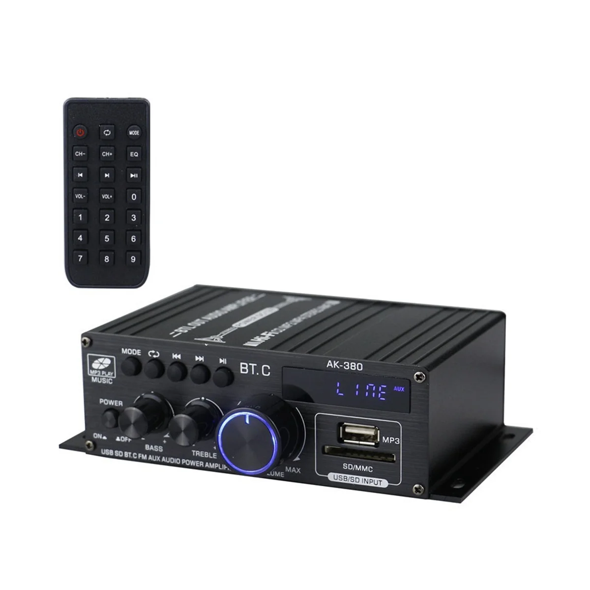 

A57G-Ak380 800W 12V Power Amplifier Bluetooth Stereo Home Car BASS Audio Amp Music Player Car Speaker Class D FM USB/SD