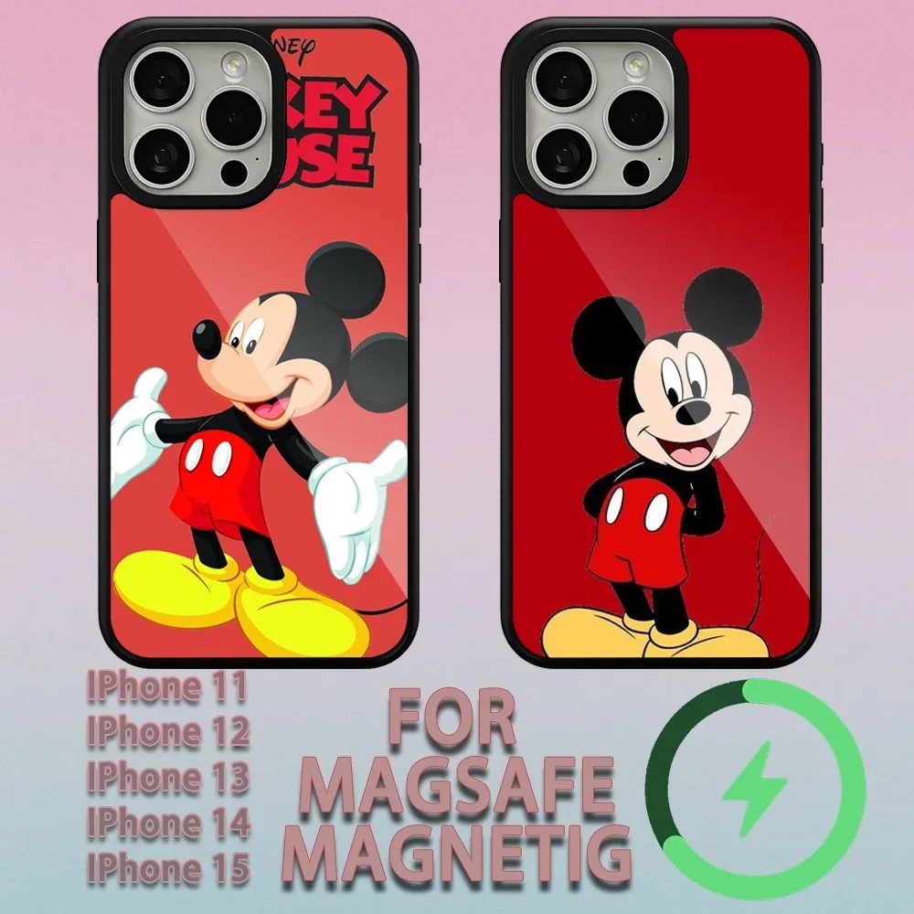 MINISO Disney Mickey Mouses  Phone Case For iPhone 15 14 13 12 11 Pro Max Plus Magsafe Magnetic Wireless Charging Cover