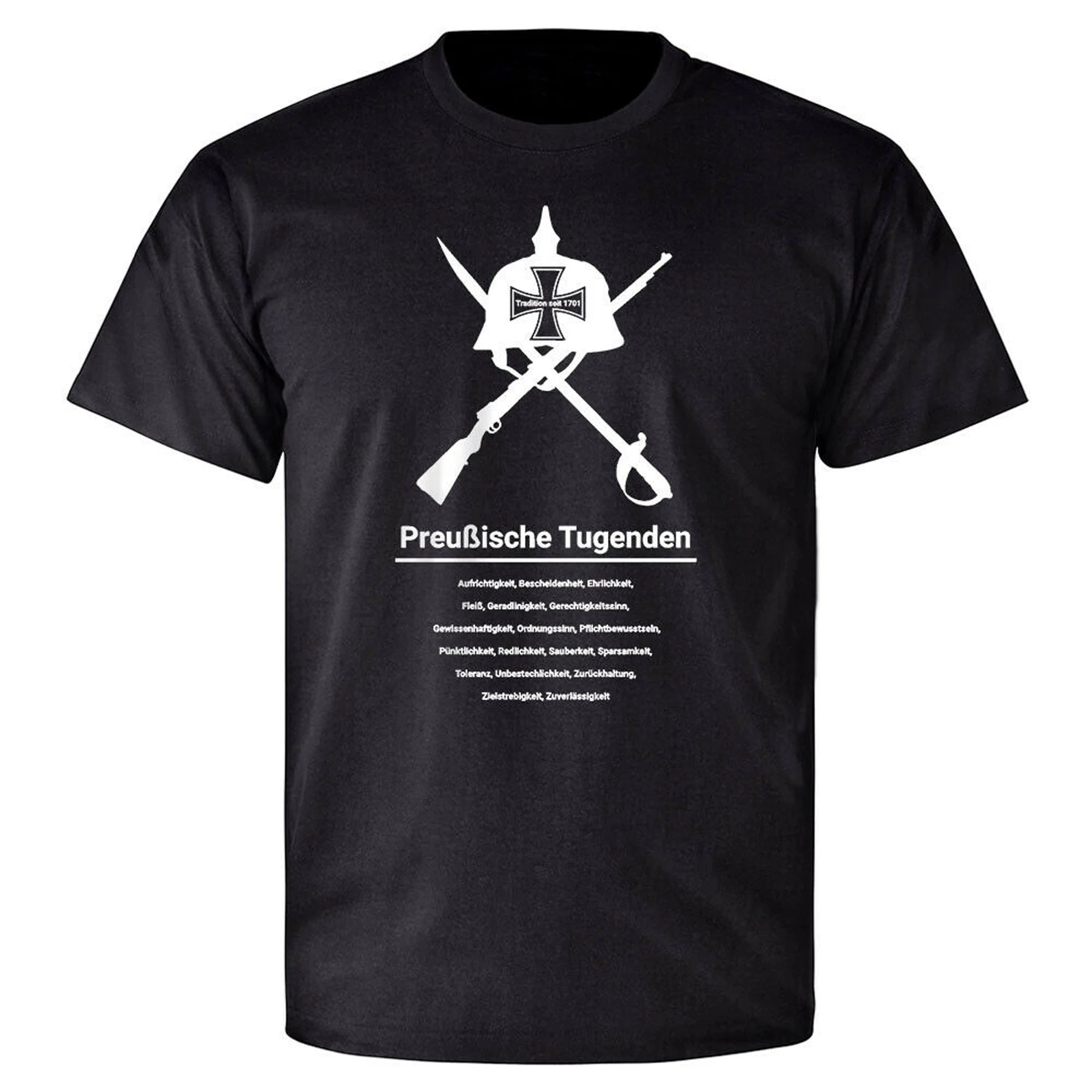 German Army Prussian Virtues of Honour Codex Morality T Shirt New 100% Cotton Short Sleeve O-Neck T-shirt Casual Mens Top