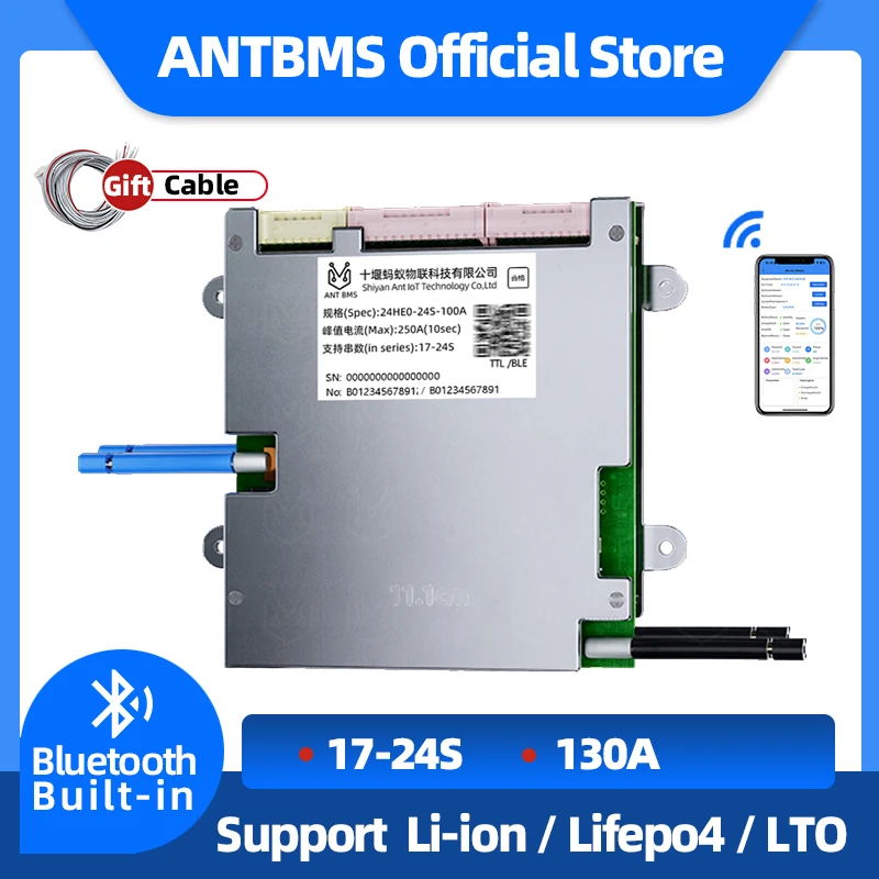 

17S-24S ANT BMS Smart Battery Management System Lifepo4 Bluetooth 100A/250A Active Balance for 48V 60V 72V Li-ion LTO Batteries