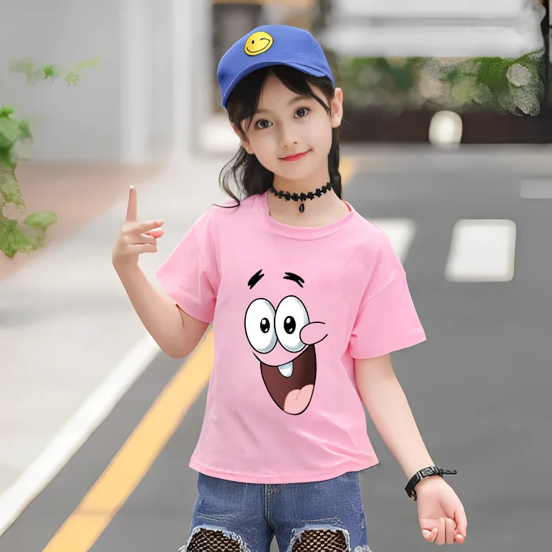 SpongeBob SquarePants abbigliamento per bambini Anime Summer manica corta Cute Patrick Star Clothes t-shirt in cotone Cartoon Kids Tops Hot