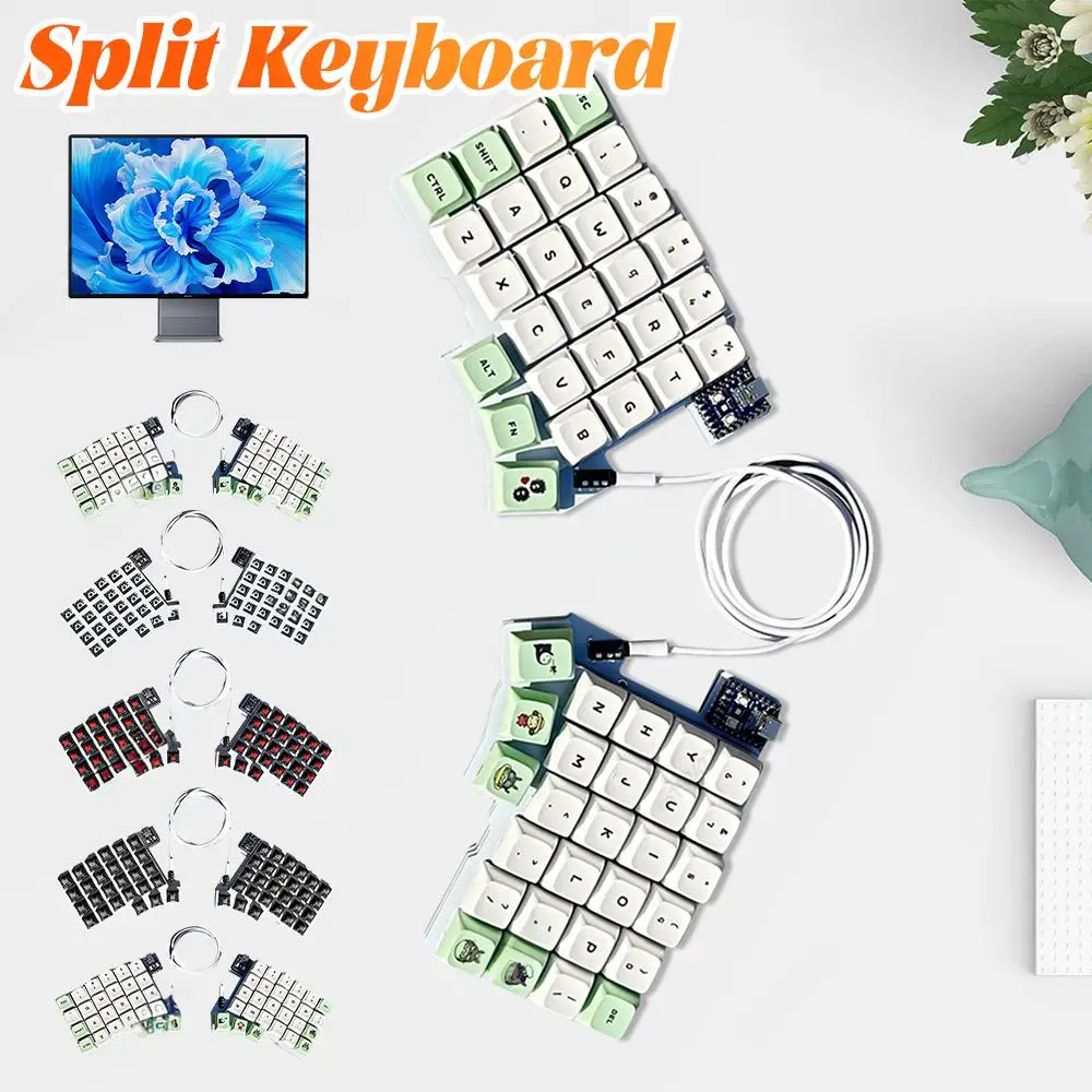 

Разделенная клавиатура, 54 клавиши, механические клавиатуры, поддержка QMK/VIAL, горячая замена, эргономичные игровые аксессуары для левой и правой руки