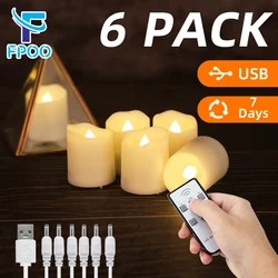 FPOO Bougies sans flamme, avec télécommande et minuterie rechargeable, lampes à thé électriques, bougies de mariage, bougies décoratives, bougies avec lumière LED