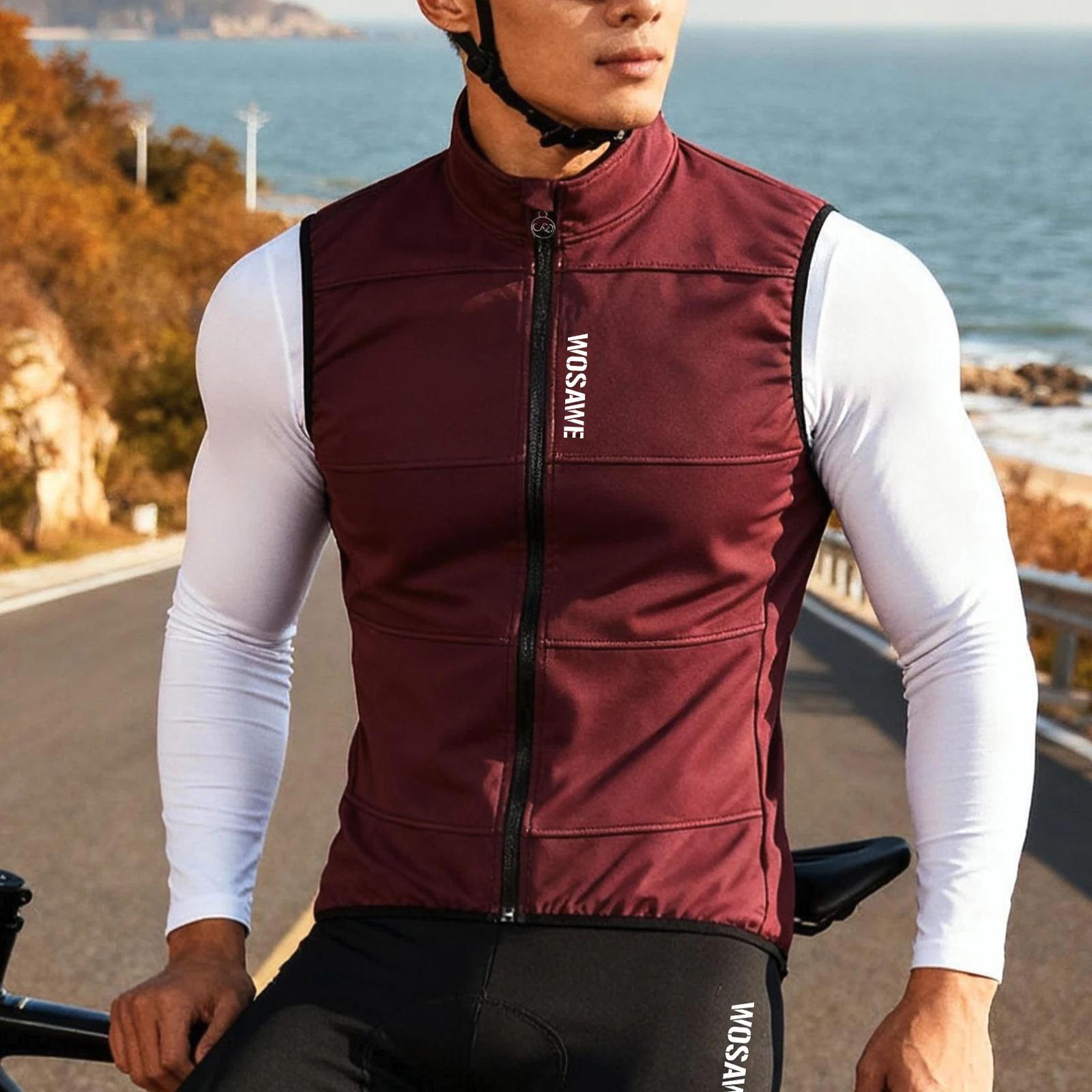 WOSAWE Winter Cycling Vest Warm Ciclismo Sleeveless Bike Bicycle Jacket MTB Coat Windproof Cycling Clothing Gilet no pockets