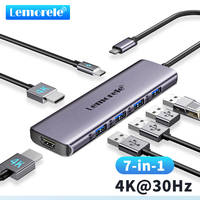 Lemorele 7 in-1 USB Hub Type C USB Docking Station USB 3.0 Hub 4K HDMI 100W PD Multi Splitter Adapter for Macbook Windows iOS