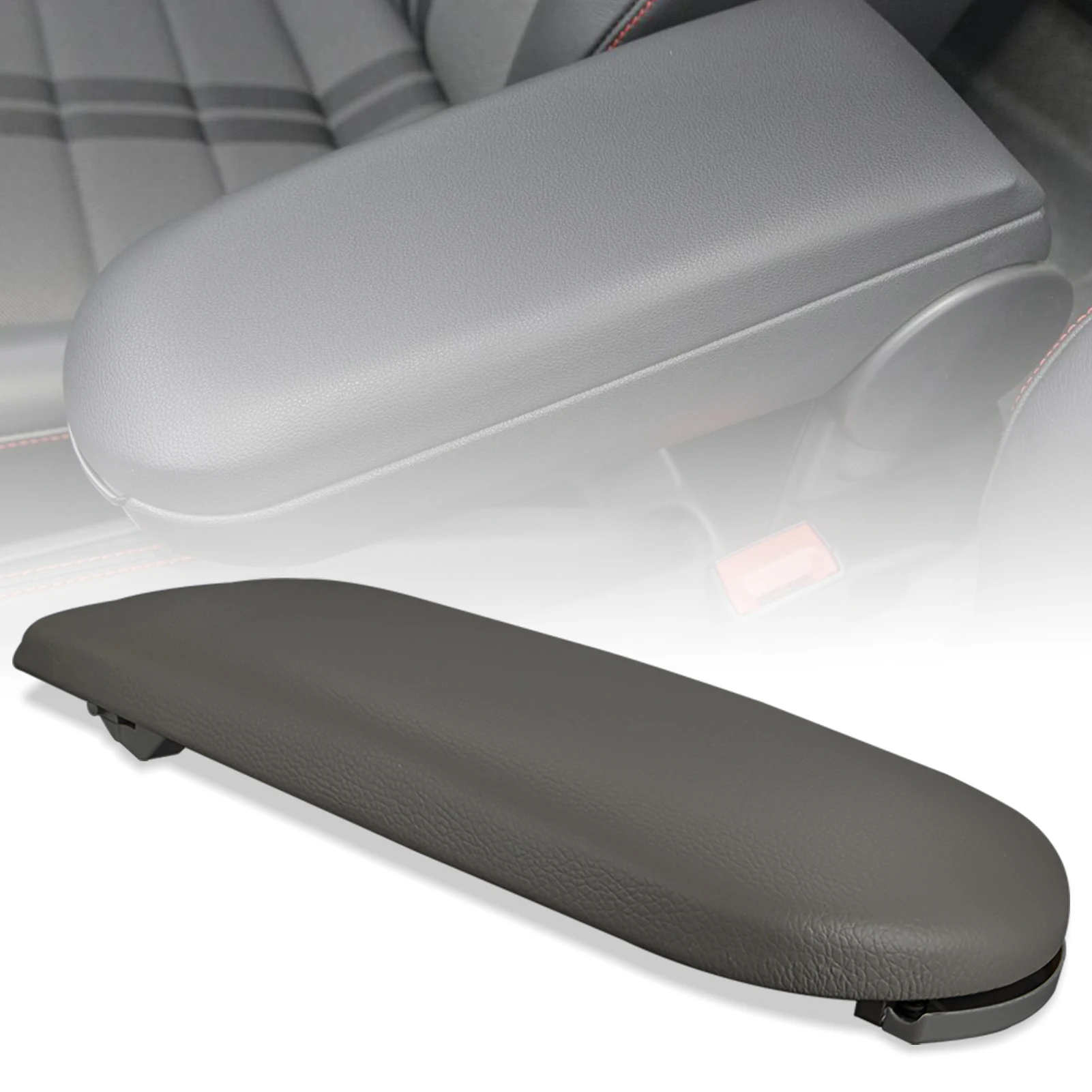 runmade Black / Gray / Beige Leather Armrest Center Console Lid Cover Latch Cap for VW Jetta Golf MK4 GTI Passat Bora Beetle
