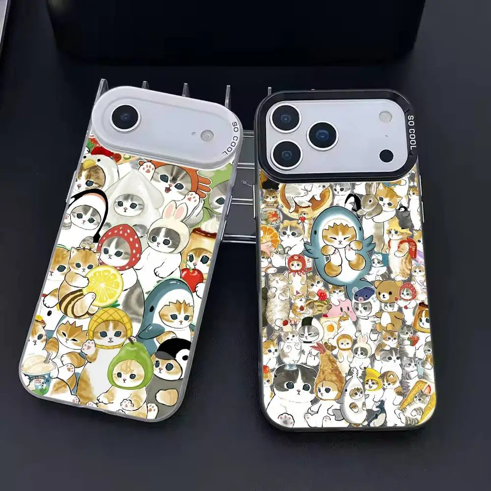 

Cute M-Mofusands C-Cat Phone Case For iPhone 17 16 15 14 13 12 11 Pro Max Plus Silver candy Matte Cover