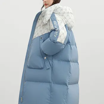 YAYA 2024 여성용 덕다운 롱 재킷, 방진 방수, 두꺼운 오버코트, 패딩 파카, 겨울 