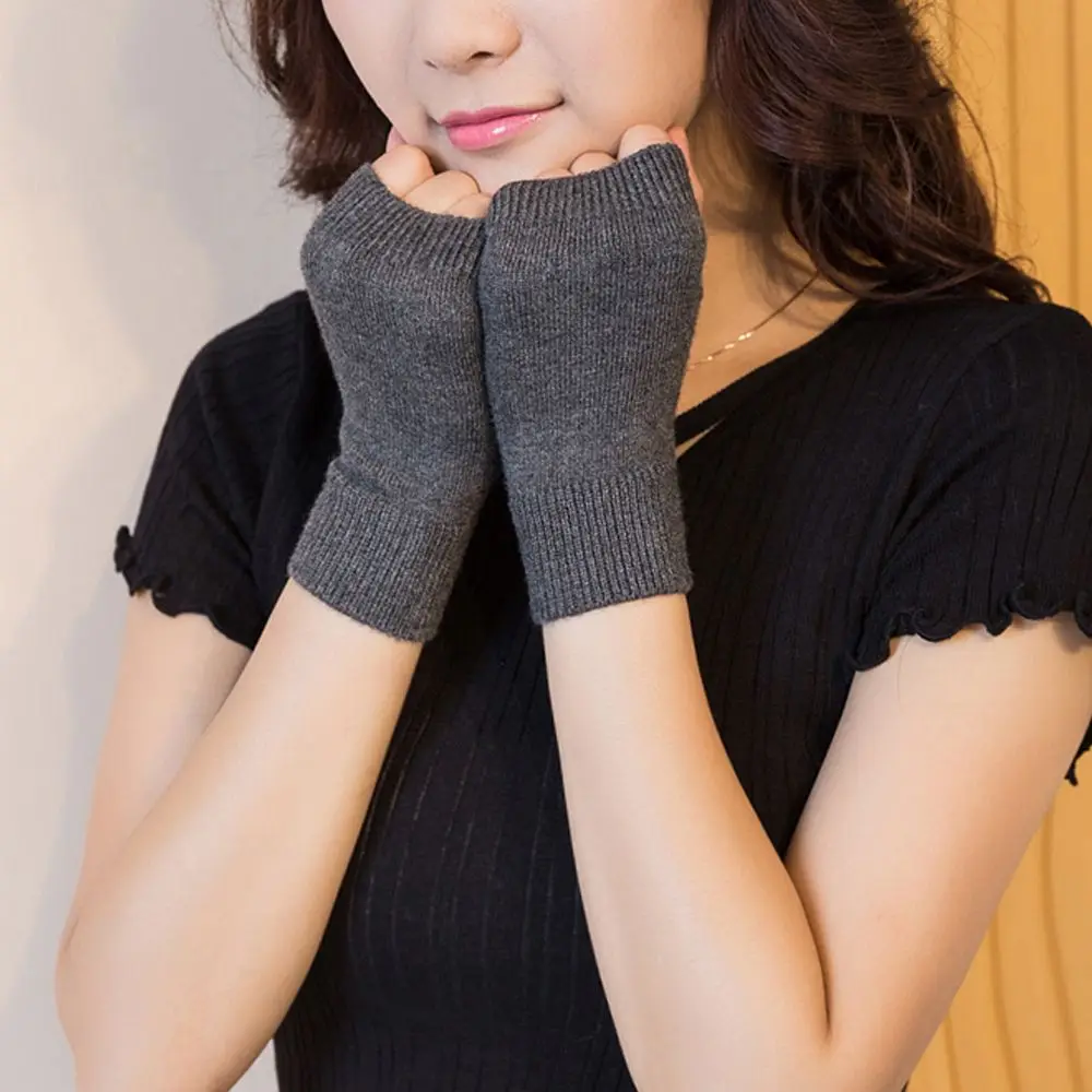 Fashion Fingerless Wool Knitted Wool Glove Exposed Finger Wrist Gloves Half Mitten