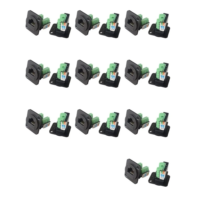 Highly Recommended 10X RJ45 CAT5E Network Cable Scoket Rj45 Panel Installation Module Network Cable Extender Cat 5 Panel