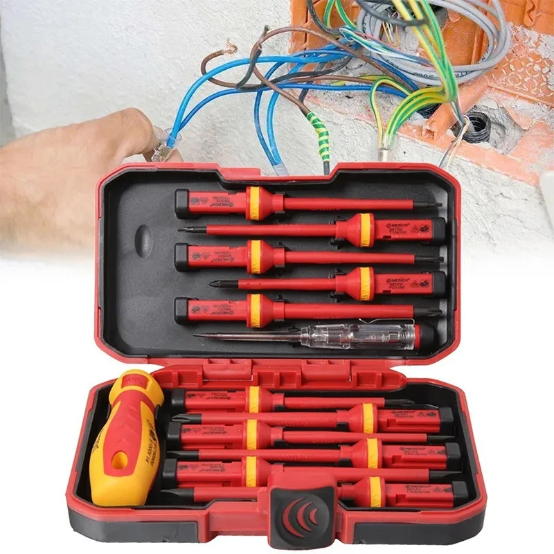 13Pcs Electrician Repair Tools Kit Changeable Insulated Screwdrivers Set with Magnetic Screwdriver bits Electrician Repair Tools