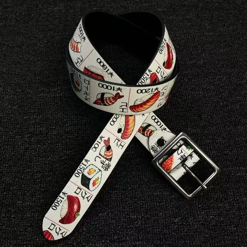 New Funny Trend Japanesey Novelty Unisex Conveyor Belt Sushi Food Graphic Print Waist Strap Men Women Streetwear Y2K Accessory