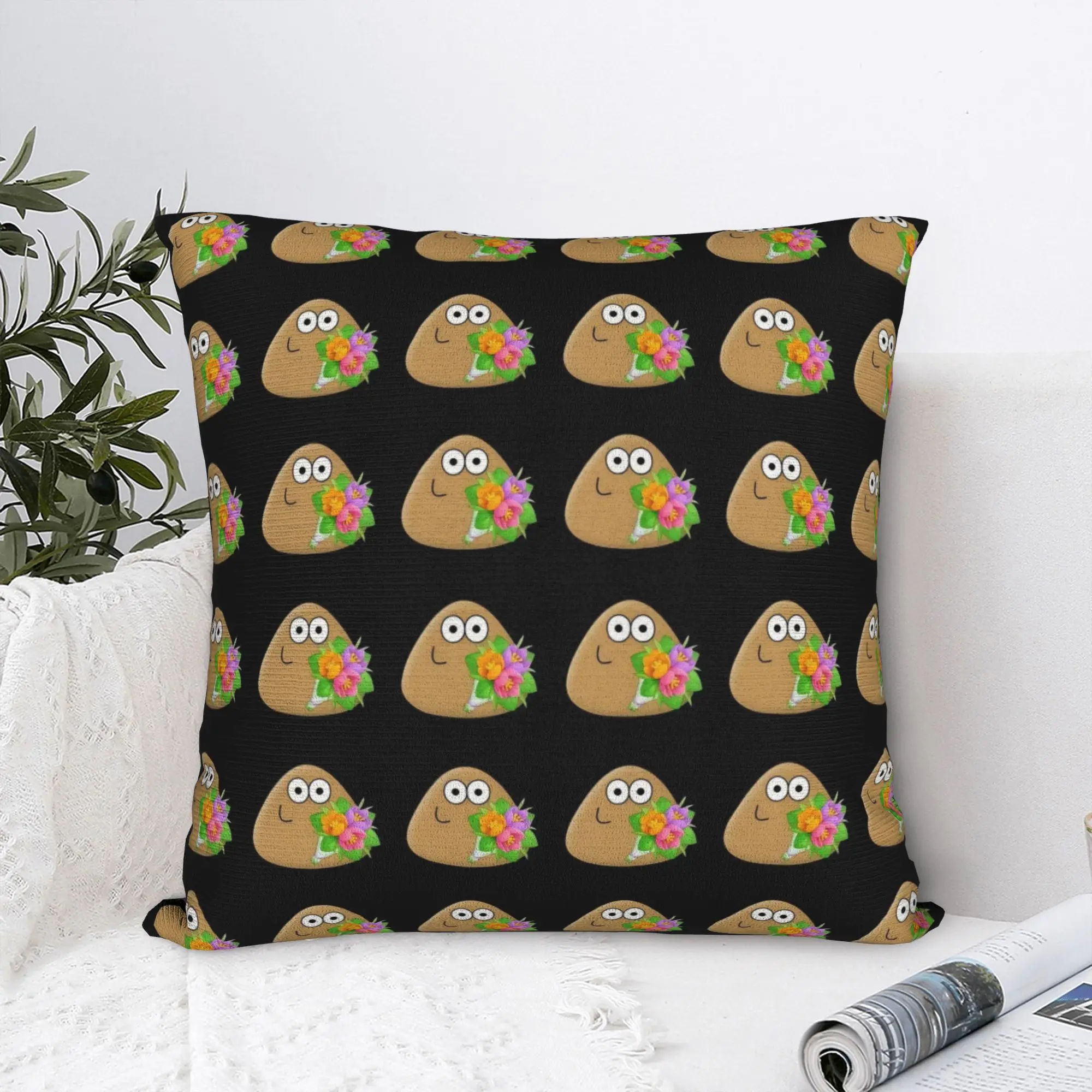 Virtual-Alien Pet P-Pou Pillowcase Printing Fabric Cushion Cover Decorations Cartoon Game Pillow Case Cover Sofa Square