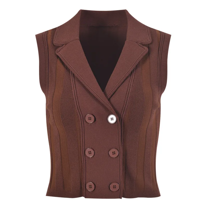 CHUJIE Damen-Set mit Blazerweste und Strickrock im französischen Herbst 2025, schmal geschnitten, zweireihig, kühlendes Outfit