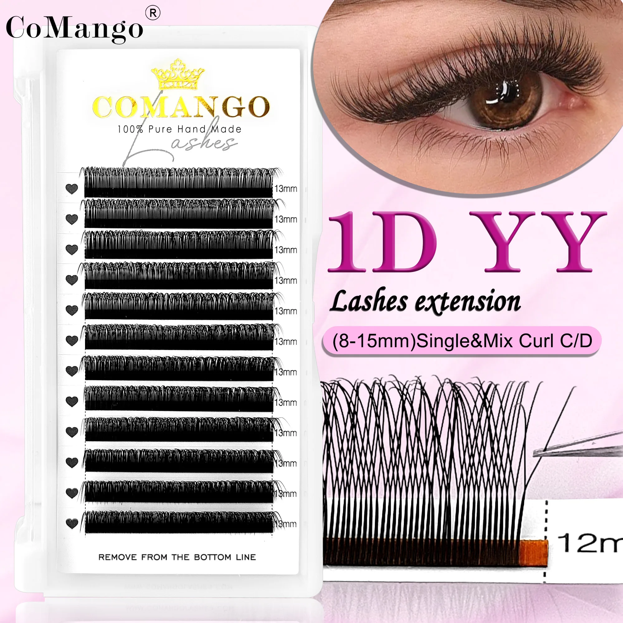 CoMango W-vorm Automatische bloeiende bloei 1/3/4/5/6/8D Premade Fans Wimperextensions Natuurlijk zacht licht Volledige dichte make-up