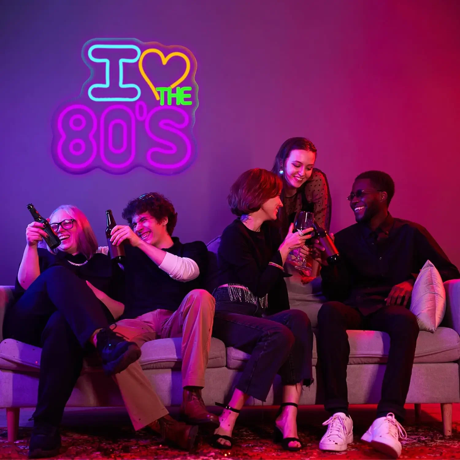 

Я люблю музыку 80-х годов, неоновый яркий настенный знак-яркая Настенная картина для спальни, гостиной и больше идеально подходит для вечеринок, баров и офисов