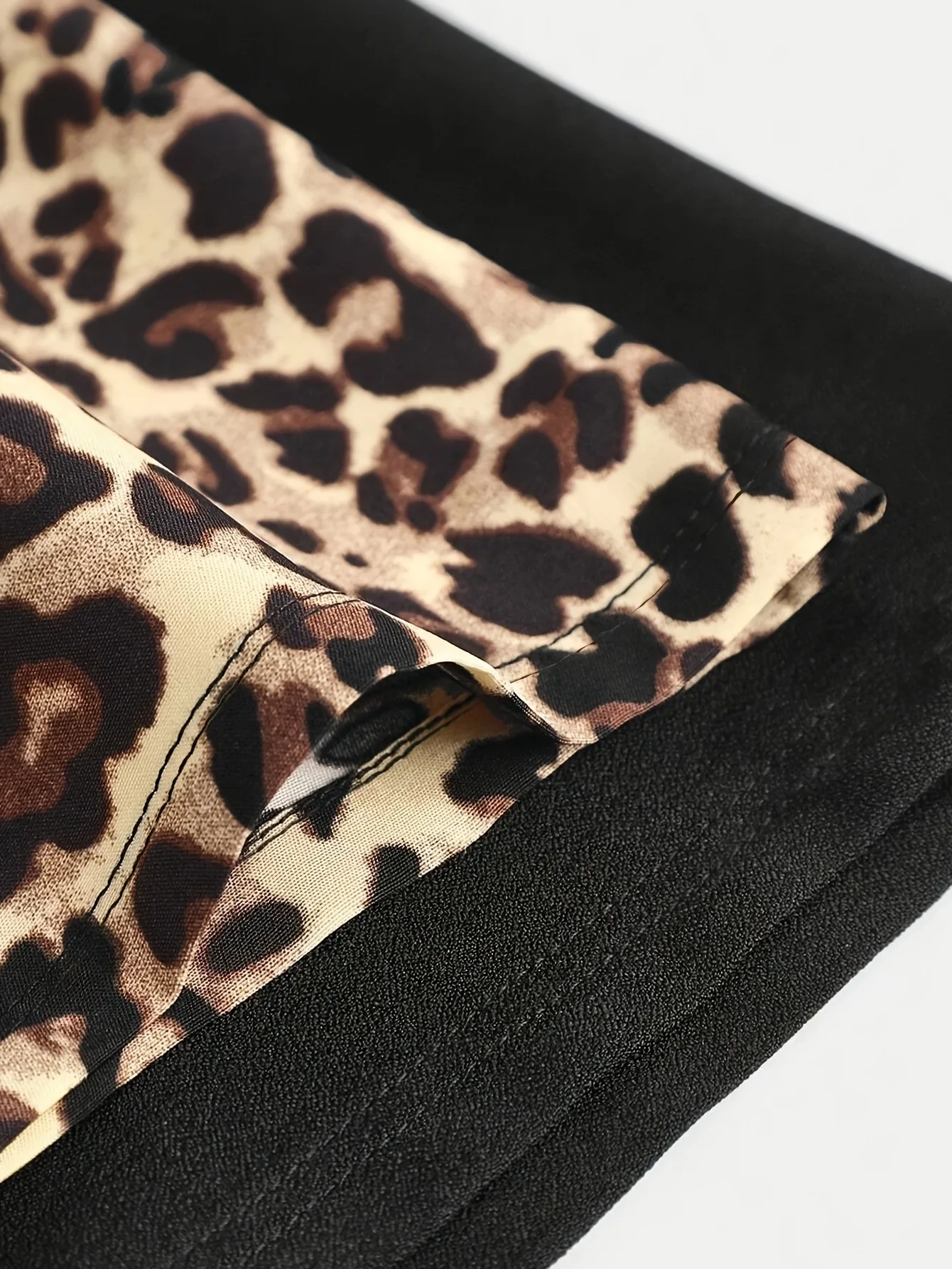 2er-Pack Mädchen-Hosen mit weitem Bein, Leopardenmuster und einfarbig schwarz, elastische, lässige, lockere Hosen mit hoher Taille – Detail 3