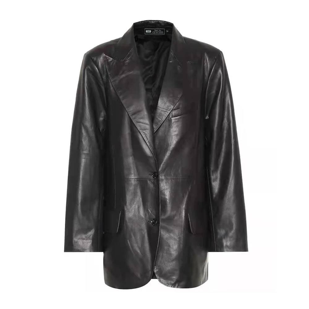 2023 جديد الشارع Sle المرأة بلا بولي Leather الجلود Jaet Hailey Baldwin Faionable Quali معطف جلد زر واحد دعوى Jaet
