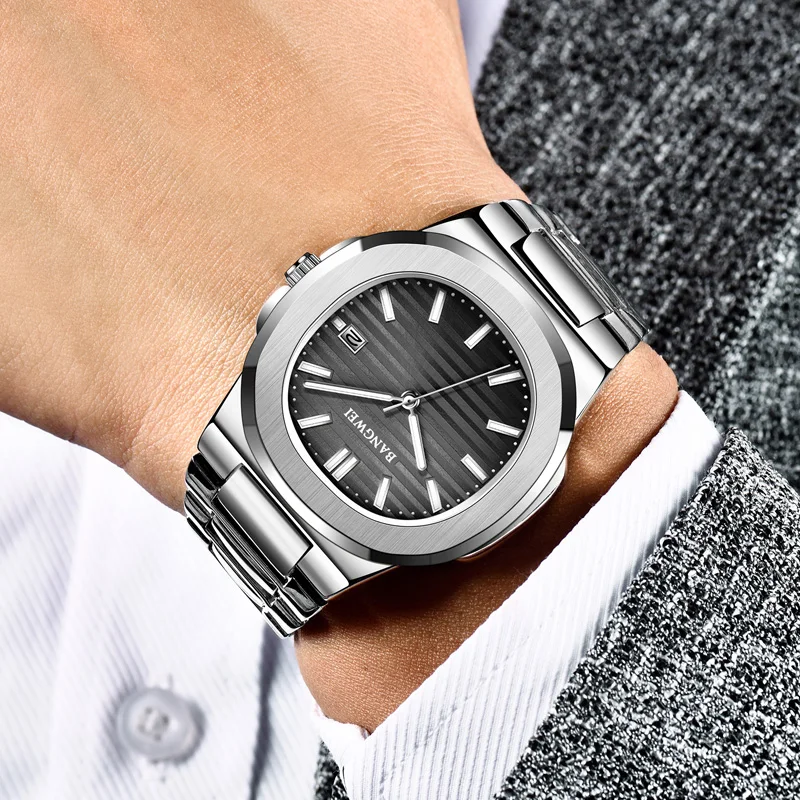 LIGE Luxury Square Man Wristwatch Luminous Waterproof Date Men Watch Stainless Steel Men\'s Quartz Watches Casual Male Clock