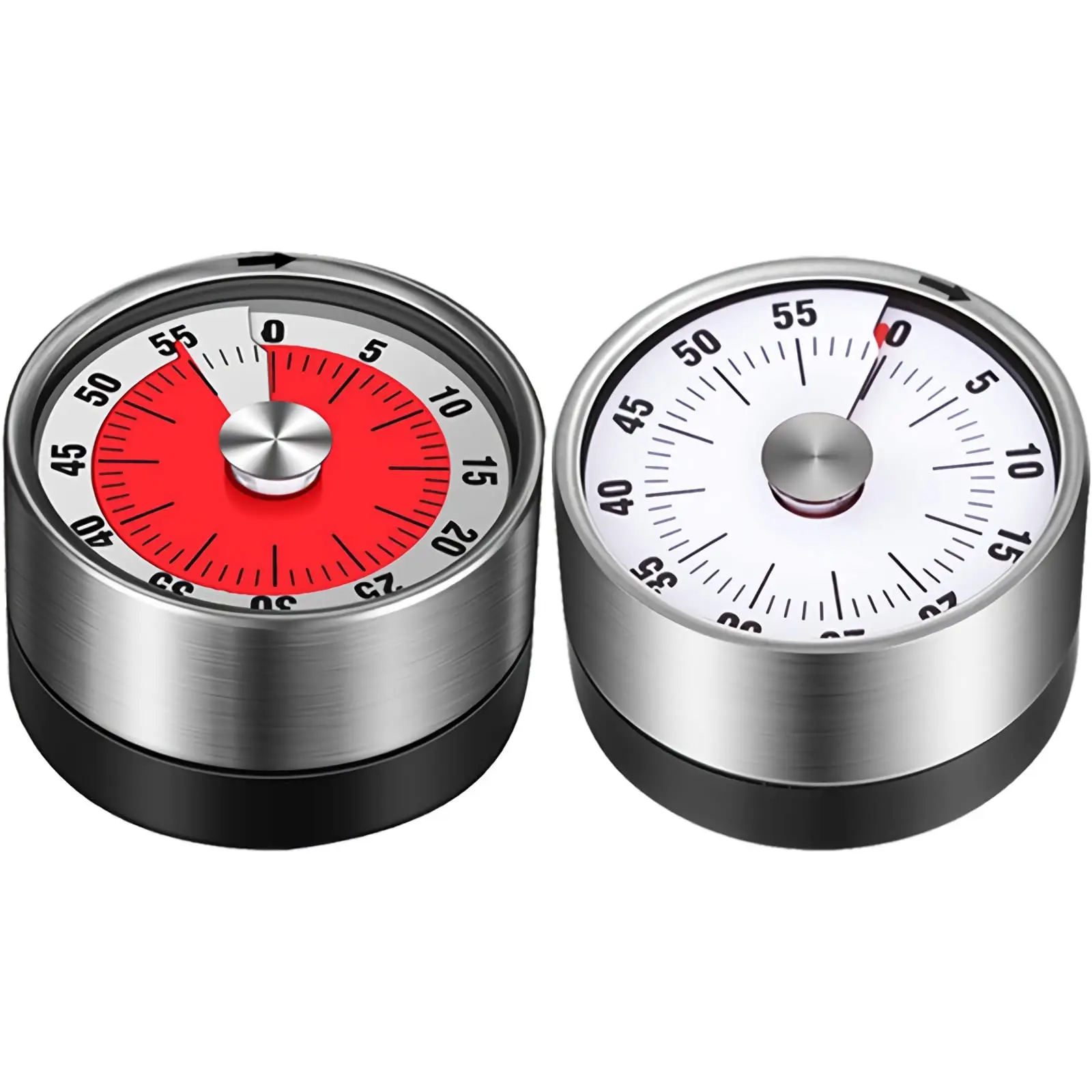 Stainless Steel Kitchen Timer Mechanical Manual Countdown Alarm Clock Magnetic Portable Cooking Timer Student Reminder Stopwatch