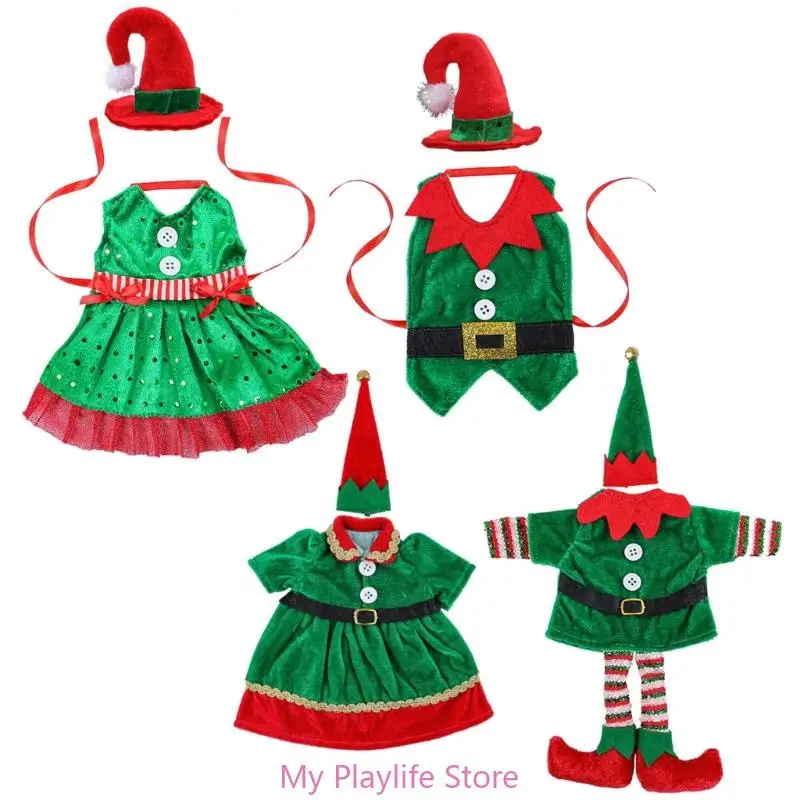 Christmas Elves Wine Bottle Garb, 8 Pack, Holiday Table top Wine Outfits