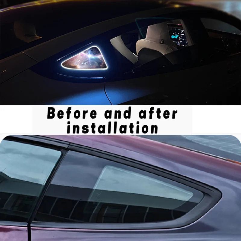 Metal Car Rear Window Triangle Trim Light Triangle Magic Window for Tesla Model Y 2020 2021 2022 2023 2024 Creative Accessories