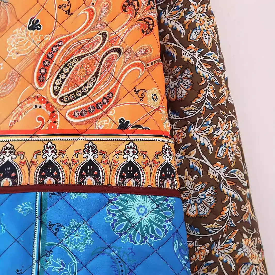 Giacca in cotone color block da donna del nuovo arrivo 2025 Giacca a tracolla in stile europeo e americano con vestibilità oversize stampata