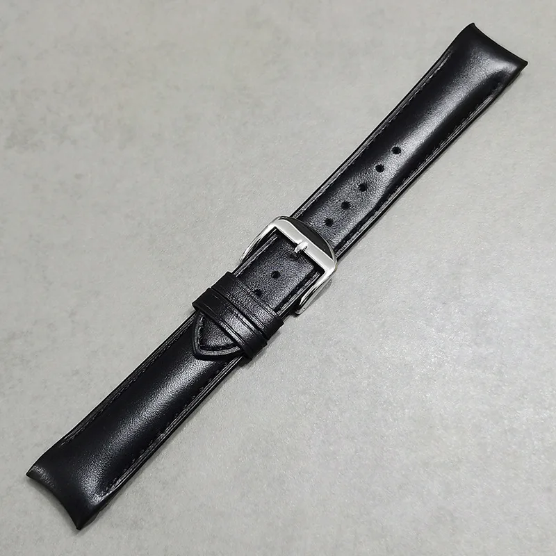 Premium Genuine Leather Strap for Omega Speedmaster for Swatch MoonSwatch Pin buckle Men Women Curved End Watch Band 20mm 22mm