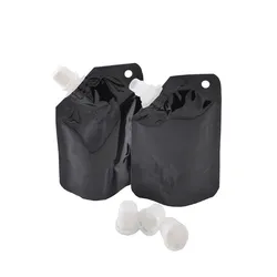 100PCS 50ML Plastic Aluminum Foil Black Spout Beverage Bag Summer Coffee Beer Juice Bar Wedding Party Birthday Portable Pouches