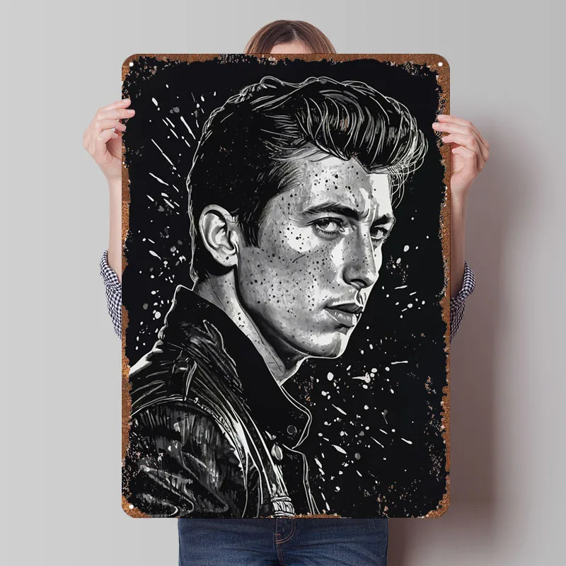 أليكس تيرنر أبيض وأسود صورة ملصق روك المغني علامات معدنية رجل الكهف تخصيص الراب تين تسجيل لغرفة المنزل جدار الفن #1