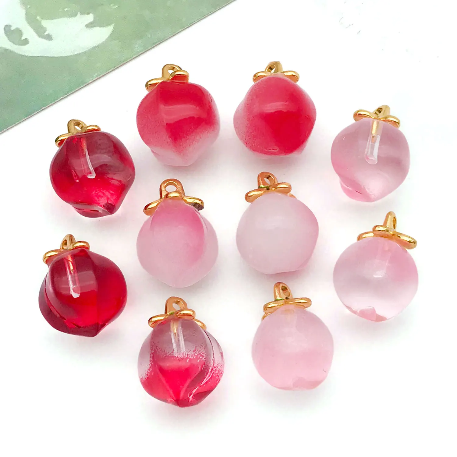 5/10 قطعة المعلقات الزجاجية سوار الخوخ الصغيرة المتدلية سحر DIY لطيف الكورية نمط الاكسسوارات نازف المعلقات فضفاض الخرز. #6