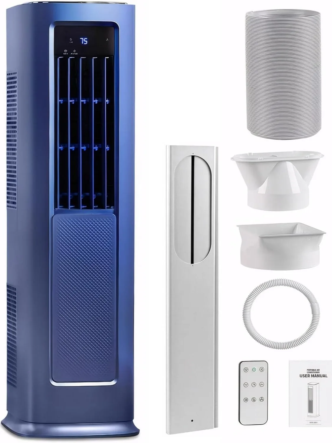 AIRPLUS 12000 BTU Smart Portable Air Conditioner for Bedroom, 700 Sq Ft Cooling & Heating AC with Drainage-free Function, Dehumidifier, Fan, 24h Timer, Blue