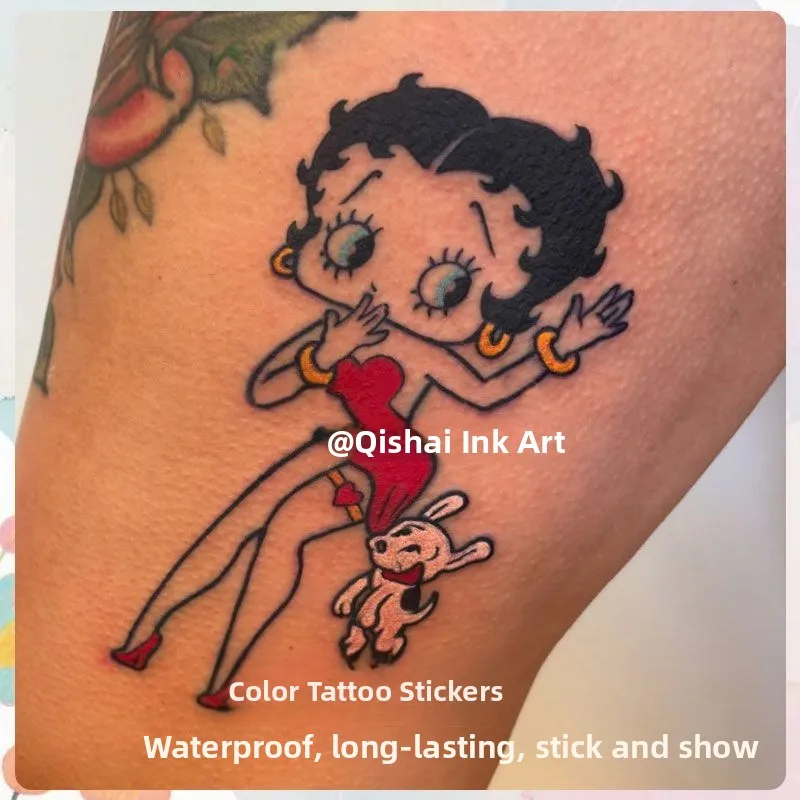 BettyBoop Cute Cartoon Anime Arm Pattern Temporary Waterproof Tattoo Stickers for Students Girls Long-lasting Body Art Decals