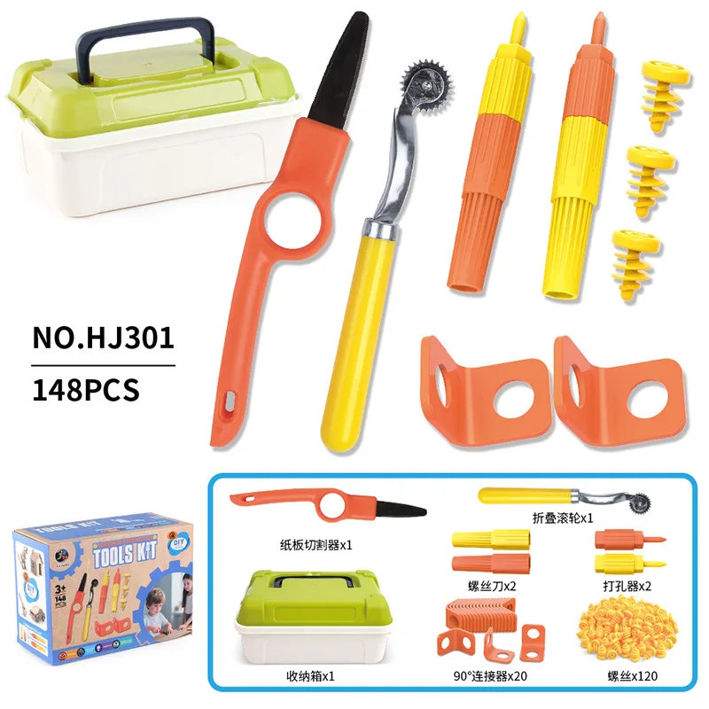 

Children's educational puzzle toy cardboard DIY screw set, manual tightening of nuts, disassembly and storage box