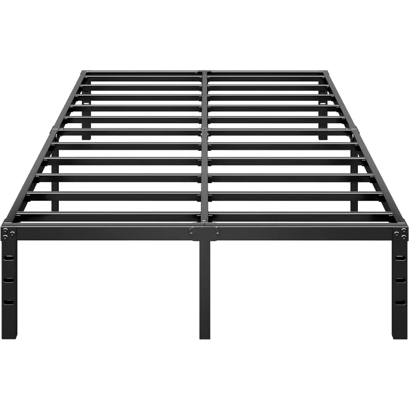 Marco de cama con plataforma de metal de 14 pulgadas, cama de tamaño completo con listones de soporte resistentes y resistentes, fácil de montar, negro