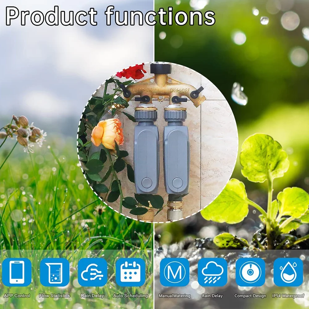 Smart Water Timer Kit Flow Meter Sprinkler Irrigation Clock Recycle Irrigation Rain Delay For Garden Farm