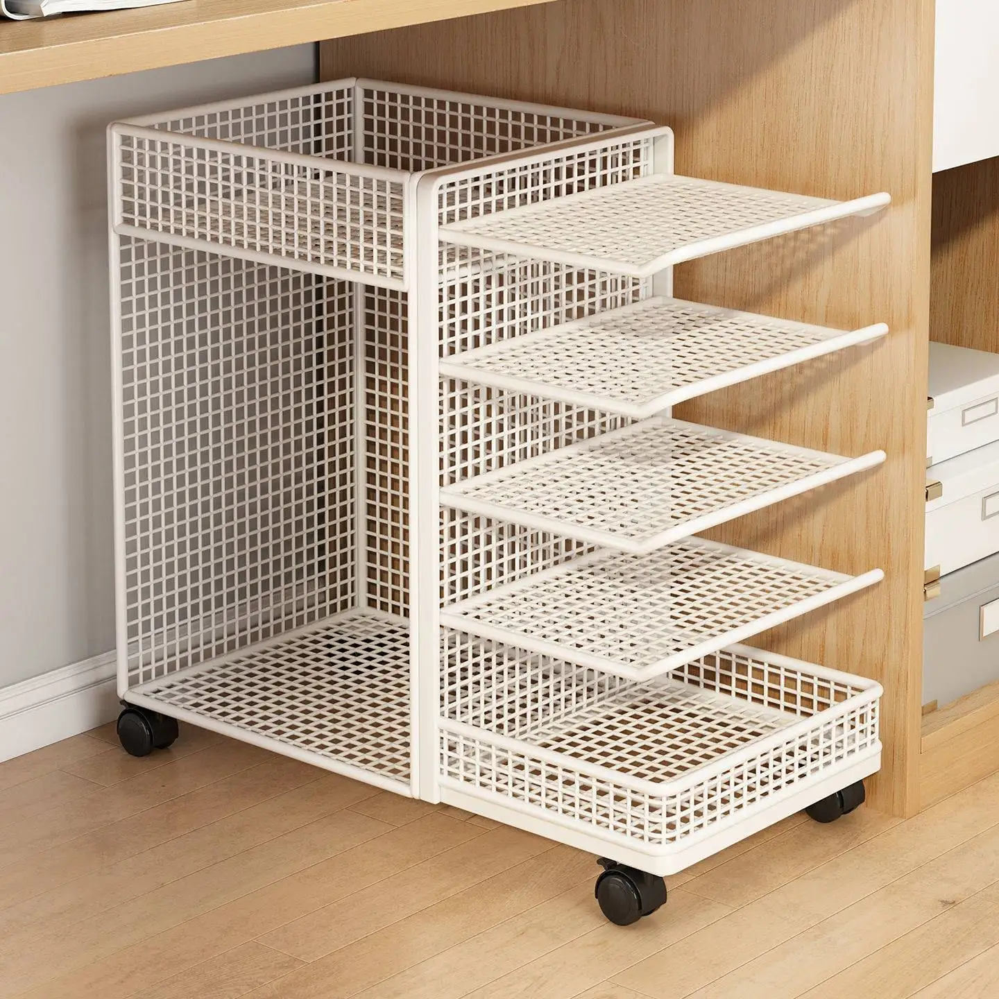 Mobile Classification Bookshelf Children's Picture Book Storage for Study Desk under Wheel Simple Student Multi-layer Bookcase