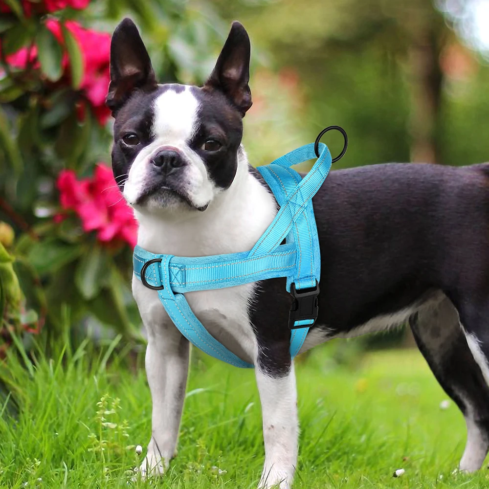 No Pull Soft Dog Harness Nylon Reflective Dog Vest Harness Outdoor Padded Pet Harnesses For Small Medium Large Dogs Bulldog