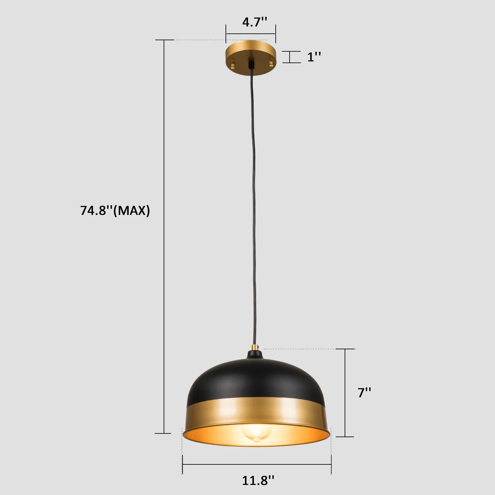 Chandelier Lamp Shade Home LED Lampshade 11.8x11.8 Inch Dumb Black Golden  2-Color Splicing High Temperature Paint[US-Stock]