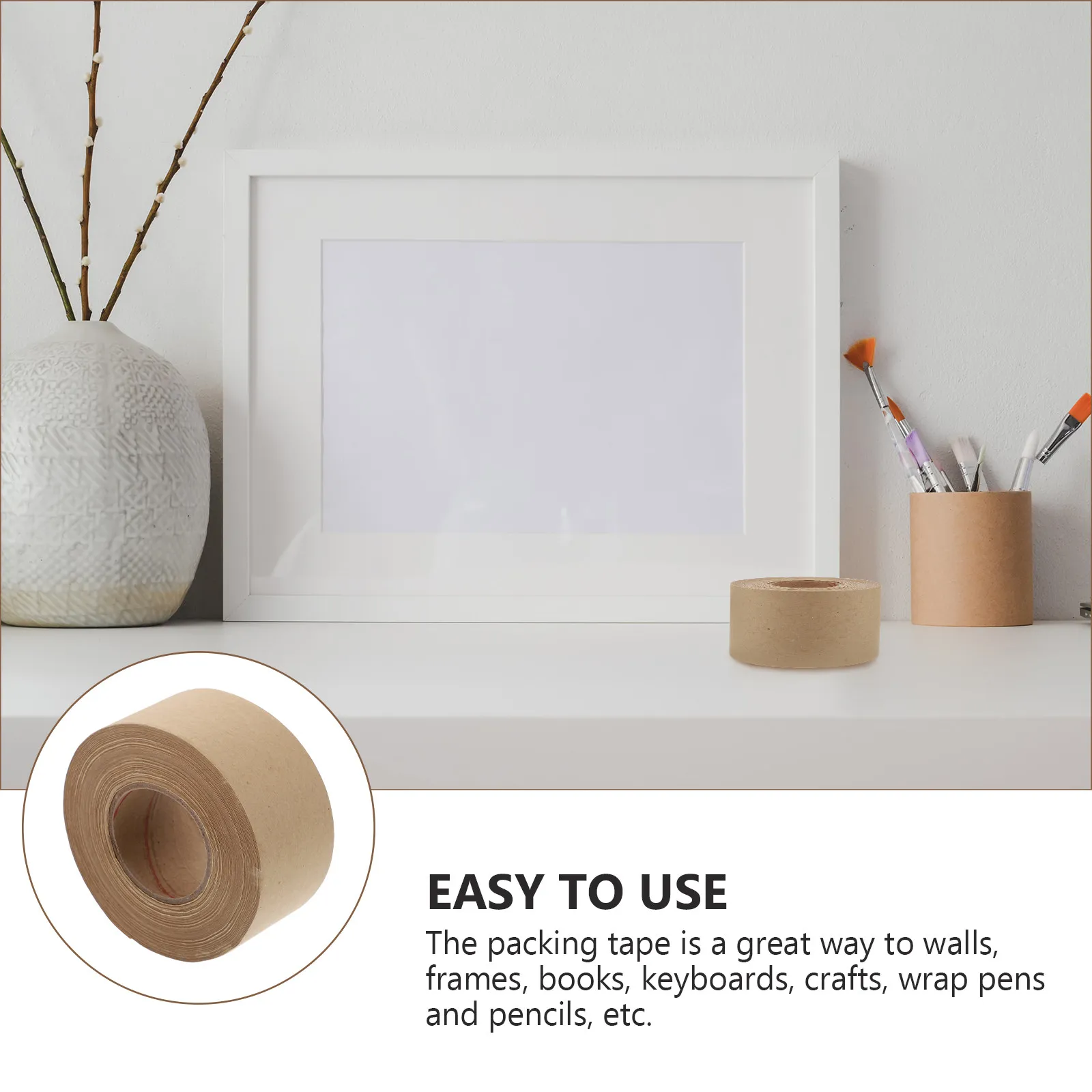 

1Pcs Water Activated Kraft Paper Packing Tape High Adhesion Writable Sealing Tape for Packaging Boxes Crafts DIY Use