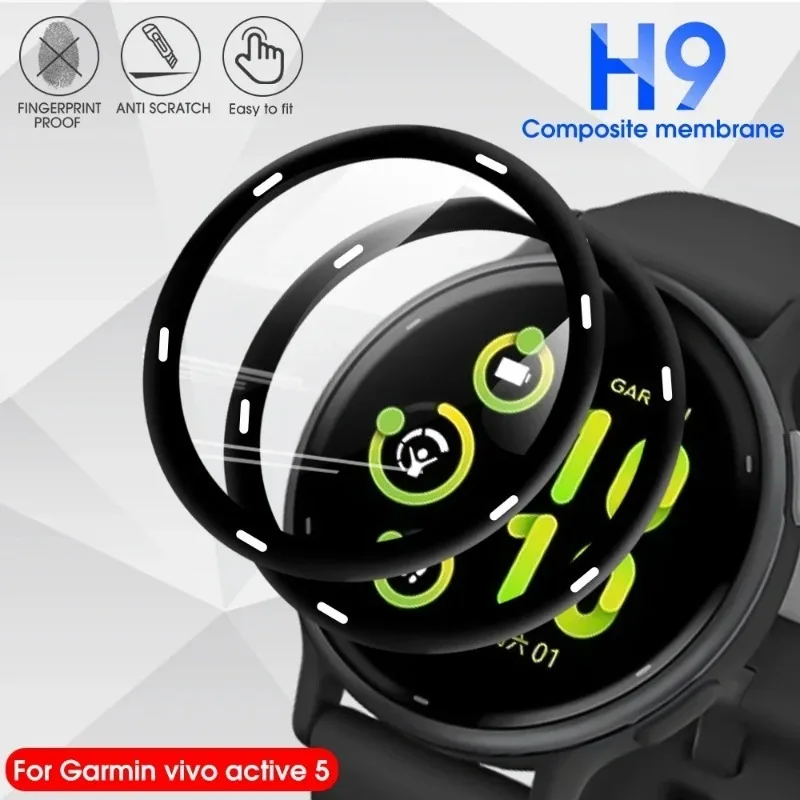 5/3/1 قطعة غطاء كامل واقيات الشاشة الزجاجية الناعمة لساعة Garmin Vivoactive 5 الرياضية غطاء حماية مقاوم للماء الأفلام