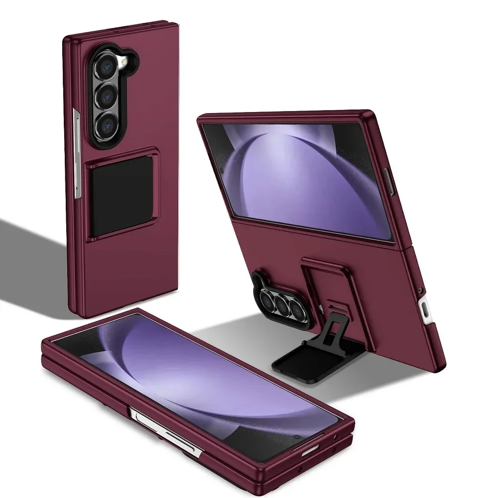 For Samsung Galaxy Z Fold 7 6 5 4 3 Phone 3D Invisible Bracket Solid Color Folding Shockproof Protective Back Cover phone case