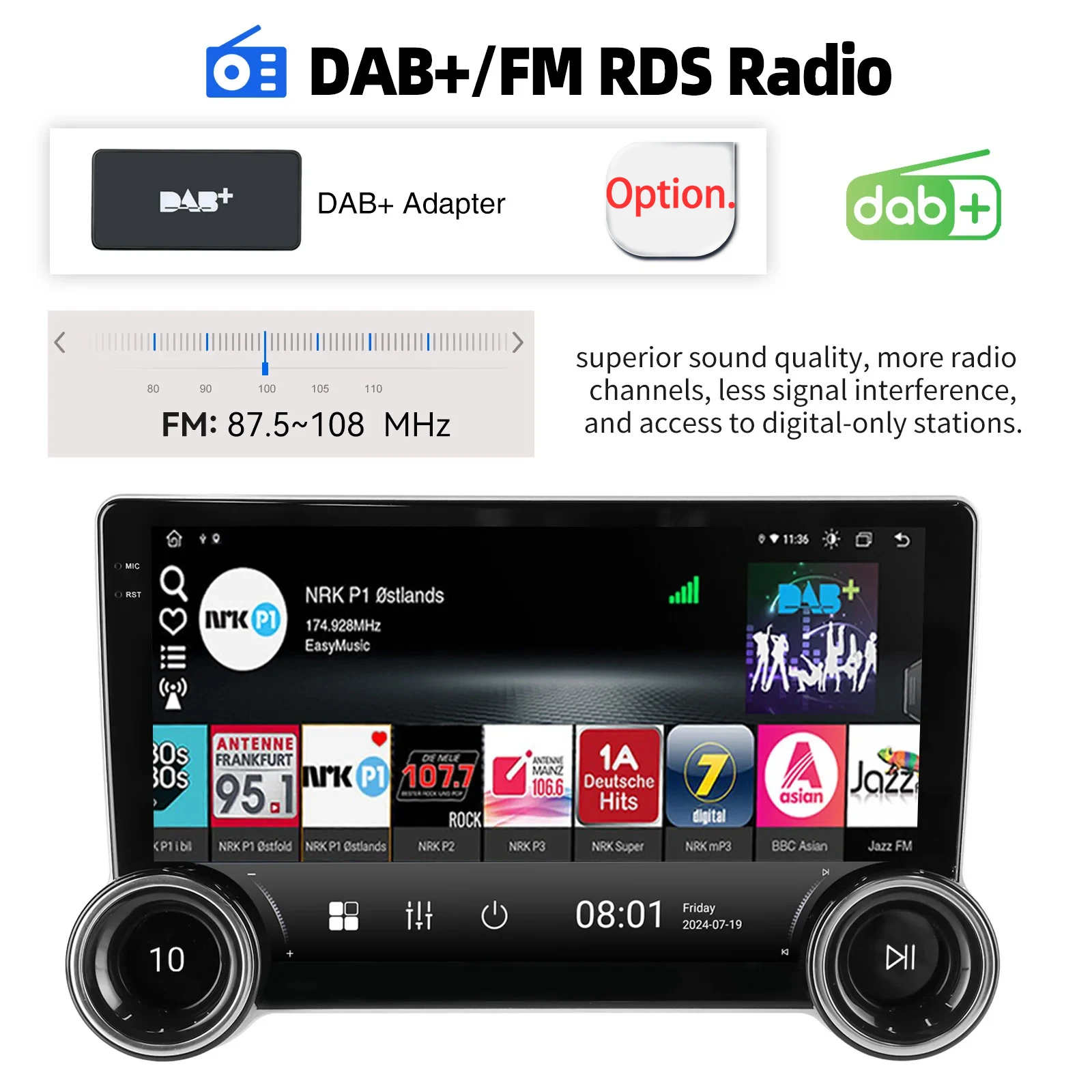 ESSGOO 10'' 32/64G Android 15 Autoradio Für Seat Ibiza 6J 2009-13 Carplay Android Auto GPS Navi WIFI BT FM RDS Mit Doppel Knopf – Detail 13