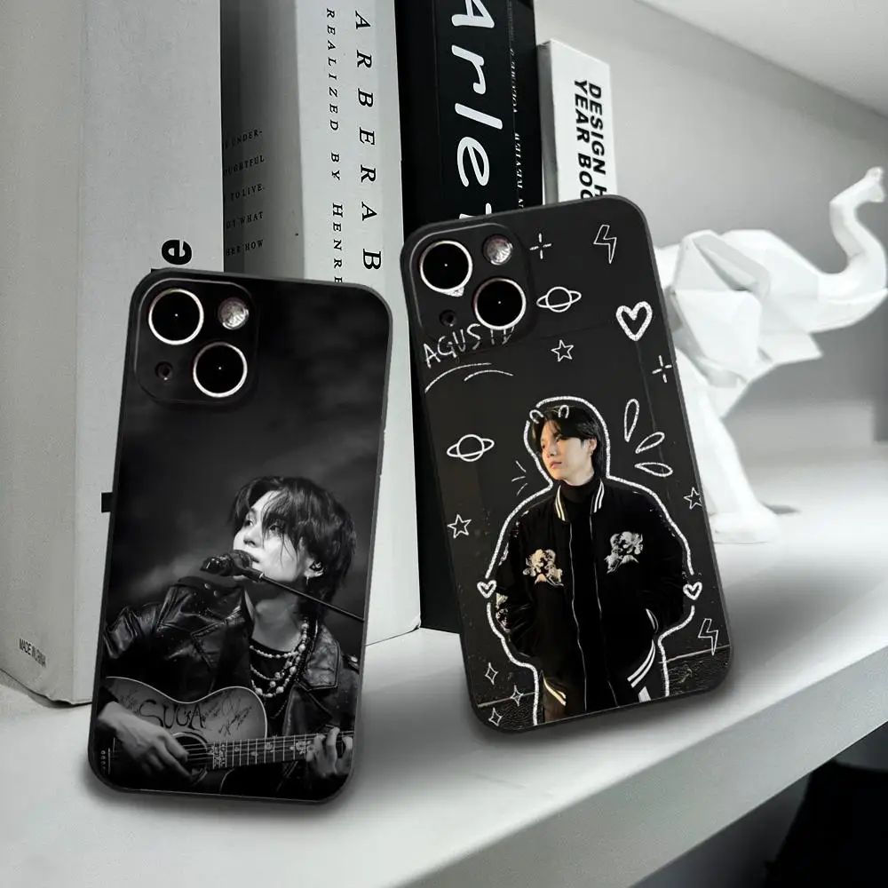 Чехол для телефона Yoongi Suga для iPhone 15promax 14 11 12 Pro 15 16 Plus 13 Pro MAX XR XS, черные мягкие чехлы