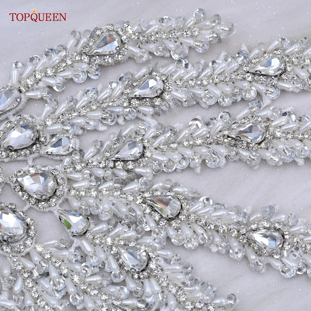 TOPQUEEN-Conjunto de apliques SP66 para ropa, cuentas, parches de diamantes de imitación, adorno 3D, Scrapbooking, costura para ropa, charreteras