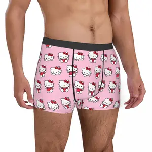 Hello Kitty Muster Cartoon Boxer Shorts, innen beeindruckt, süße Speisekammer, bequeme Männer 6 Hauptverkaufshöfen FLOSS Anime - №6