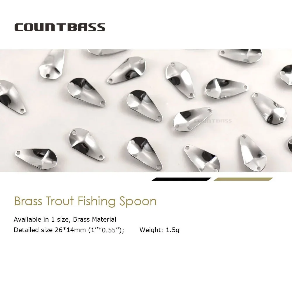 COUNTBASS 50pcs Brass Salmon Fishing Spoon Blanks  1.5g ( 3/64oz) Trout Area Spinning , Bass Pike Baits Unpainted Angler's Lures