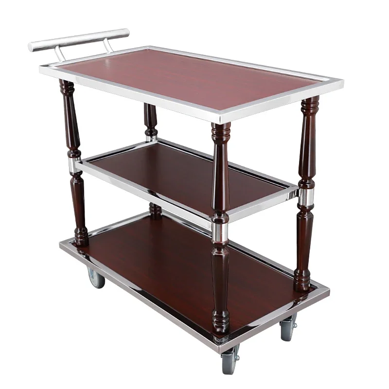 

Hotel tea snack trolley three-layer mobile wine cart restaurant roast duck cart 4s shop reception cart banquet service