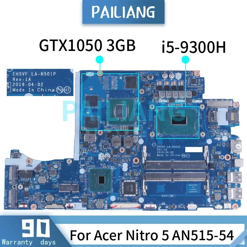 Imagem -02 - para Acer Nitro An51554 An715-51 A71574g Placa-mãe do Portátil I5-9300h Gpu Gtx1050 3gb Eh5vf Ddr4 Notebook Mainboard La-h501p