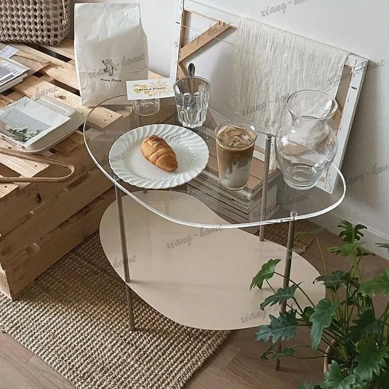 LJY Apartment Corner Café Tables Transparent Modern Kitchen Work Café Tables Have A Meal Acrylic Café Furniture Salontafel MHKFZ